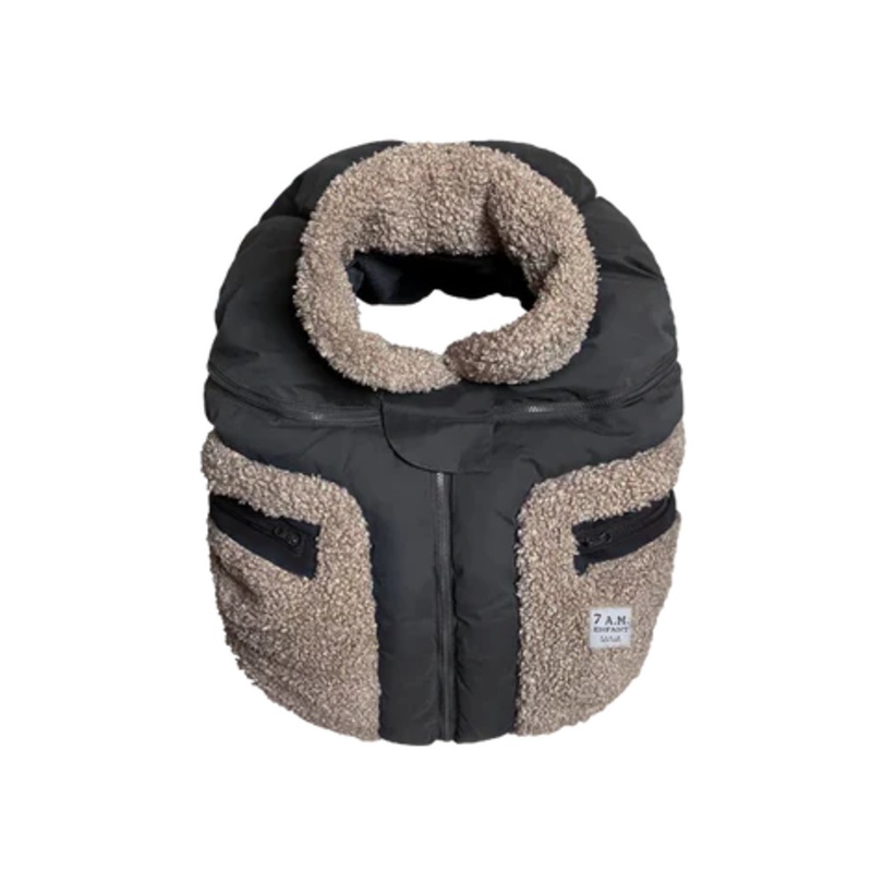 7 AM Car Seat Cocoon – Smokey Oatmeal Teddy