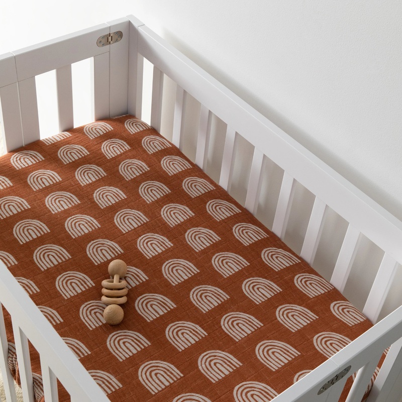 Babyletto Mini Crib Sheet Terracotta Rainbow