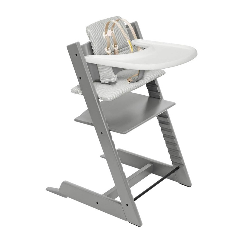 STOKKE Tripp Trapp High Chair Complete with Cushion and Tray Storm Grey / Nordic Grey Cushion / Tray