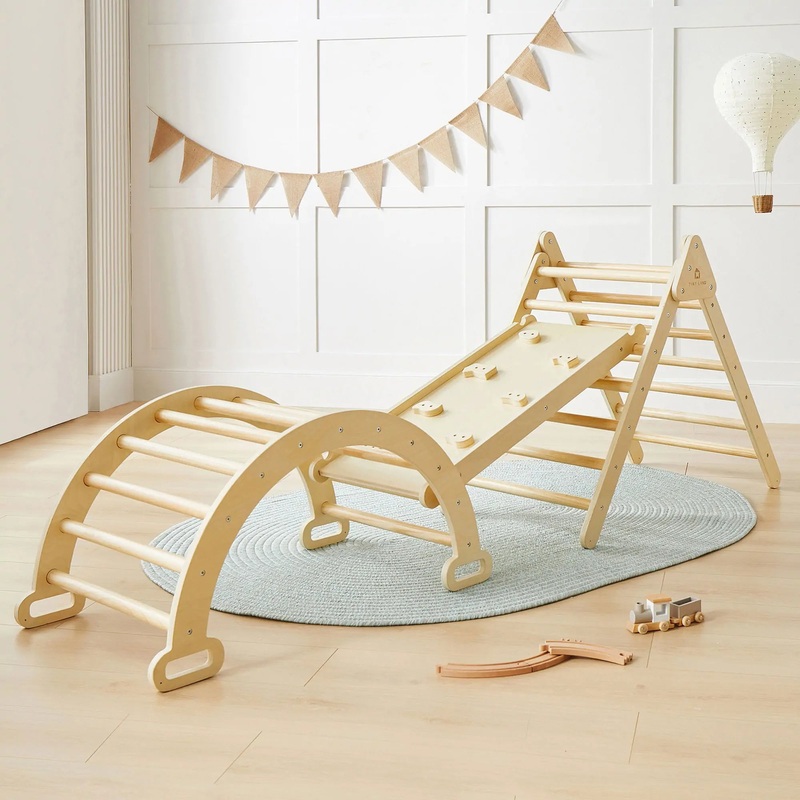Tiny Land Pikler Triangle 7-in-1 Montessori Climbing Set