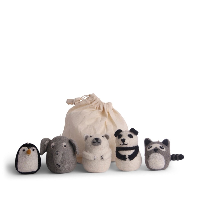 Zoo Animals Felt Ornament  Set of 5