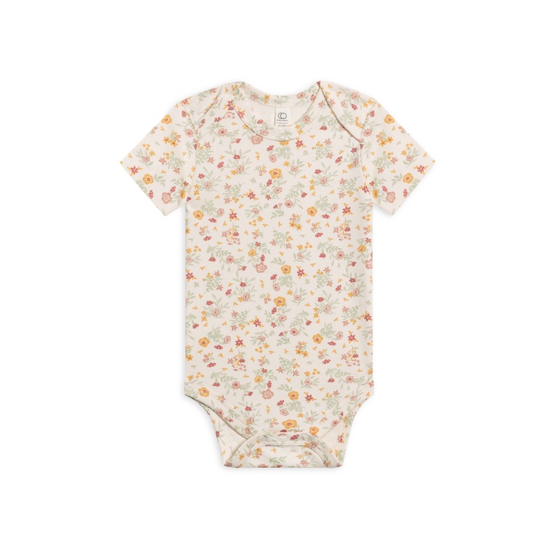 Afton Organic Baby Bodysuit | Bianca Floral / Berry NB
