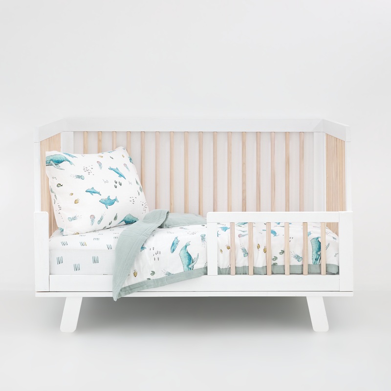 Cotton Muslin Toddler Bedding 3 Piece Set – Whales Whales