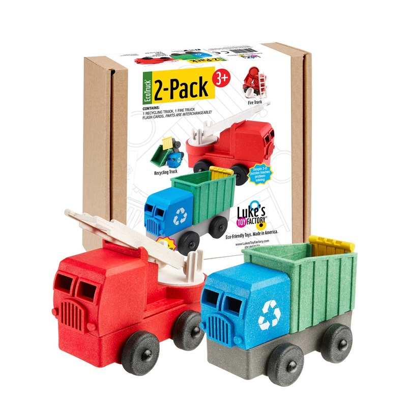 Fire Truck and Recycling Truck 2 Pack