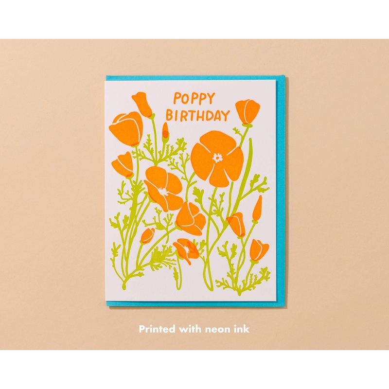 Poppy Birthday Letterpress Card California