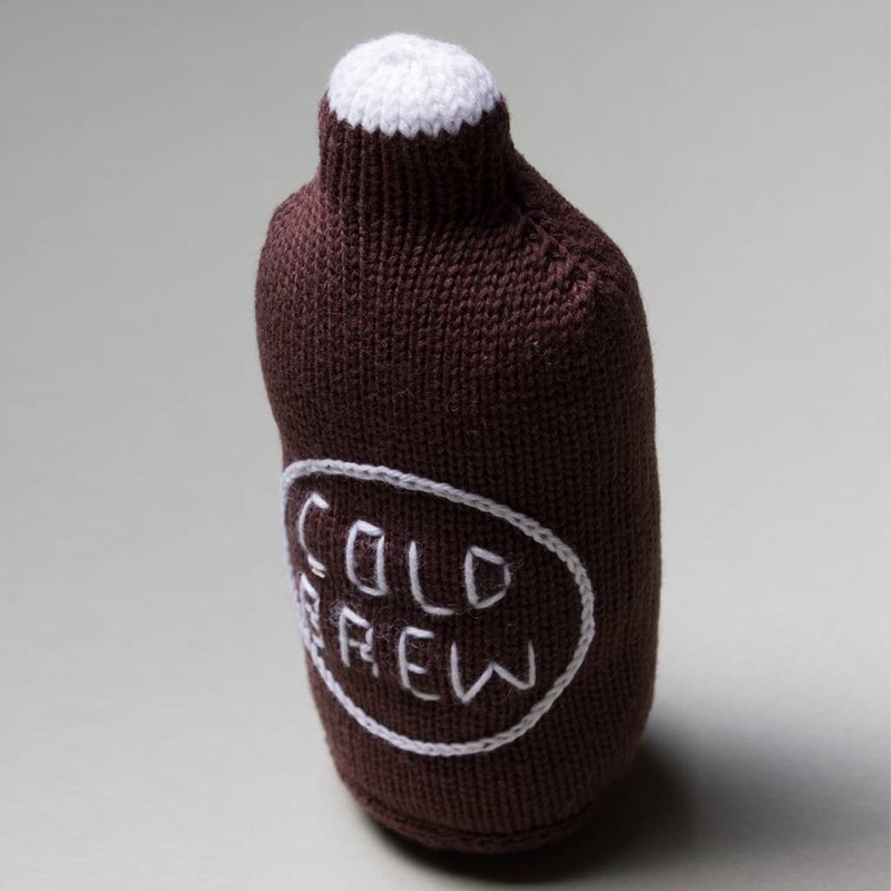 Organic Baby Toy – Cold Brew Coffee Rattle (Handmade) 4″ tall