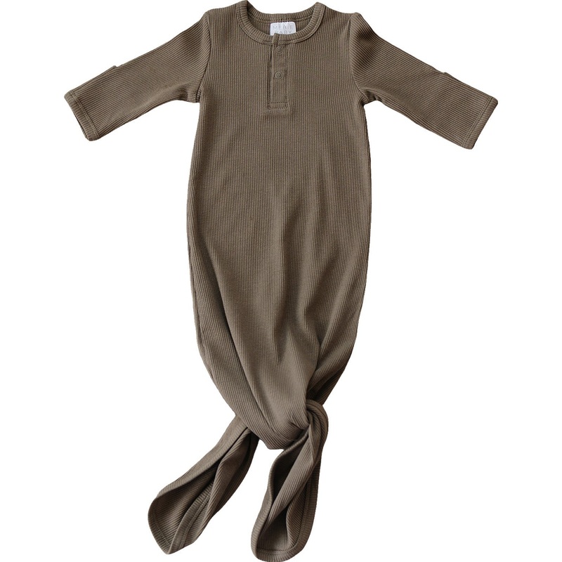 Organic Cotton Ribbed Knot Gown | Cocoa