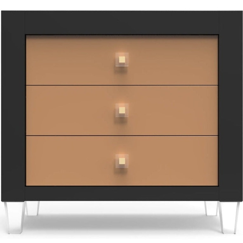 Romina Millenario Single Dresser Solid Black Metallic Gold