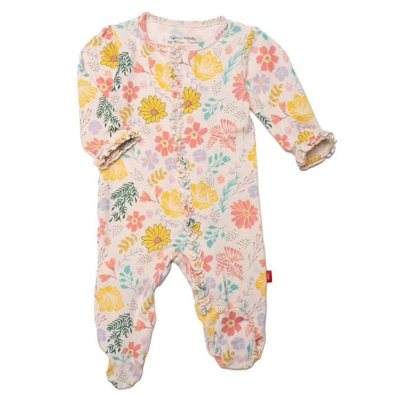 Magnetic Me Primrose Cottage Ruched Ruffle Magnetic Footie New Born