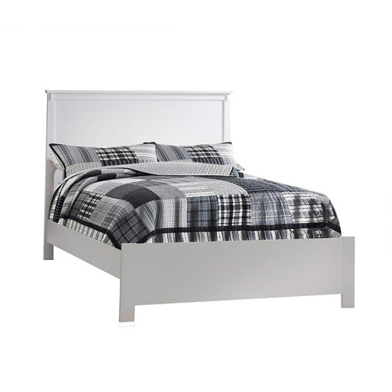 NEST Bruges Collection Double Bed 54″ with Low profile footboard & rails in White