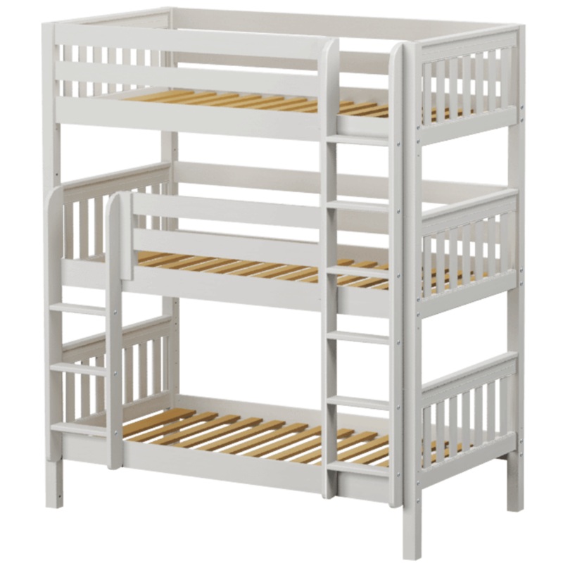 Maxtrix Twin XL Triple Bunk Bed (800 Lbs. Rating) Chestnut Slat Straight Ladder