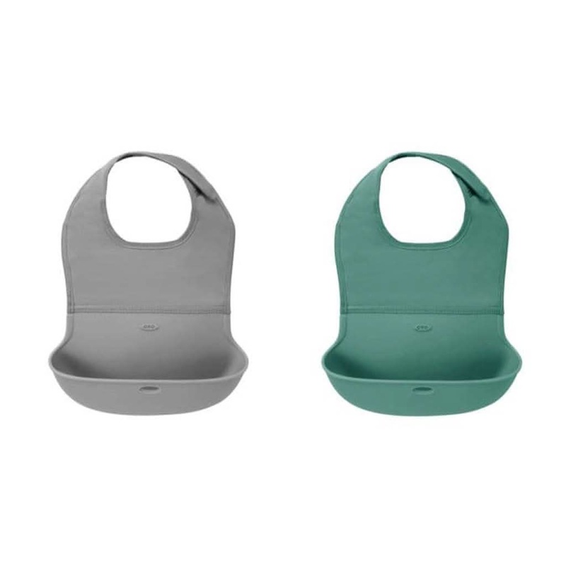OXO Tot Roll-Up Bib Limited Edition, 2 Pack Sage/Gray