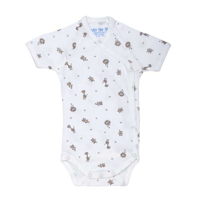 Under The Nile Short Sleeve Side Snap Babybody – Animal Print 3-6 months