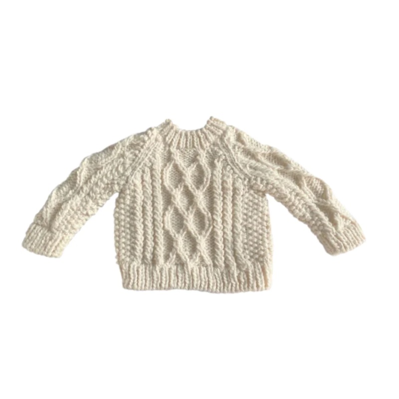 Blueberry Hill Cream Fisherman Knit Sweater 6-12M