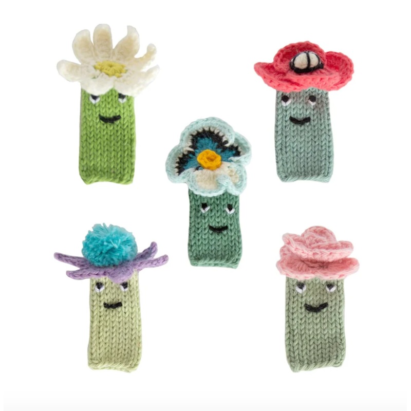 Finger Puppet Flowers Blue Pansy