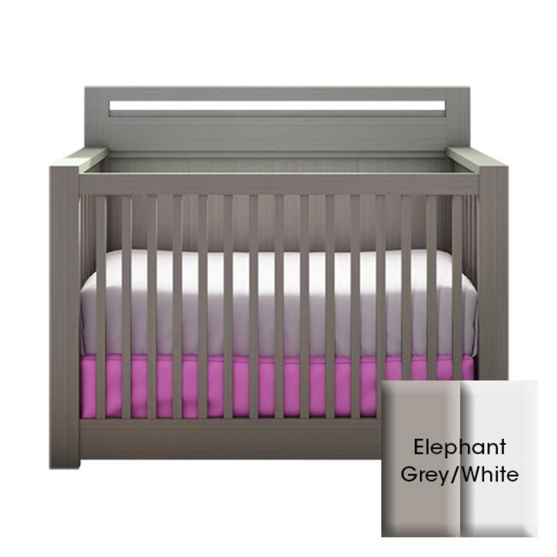 NEST Milano Collection Convertible Crib in Elephant Grey and White
