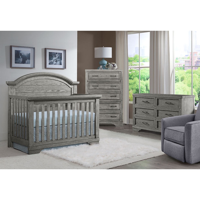Westwood Foundry 3 Piece Arched Crib Nursery Set in Brushed Pewter