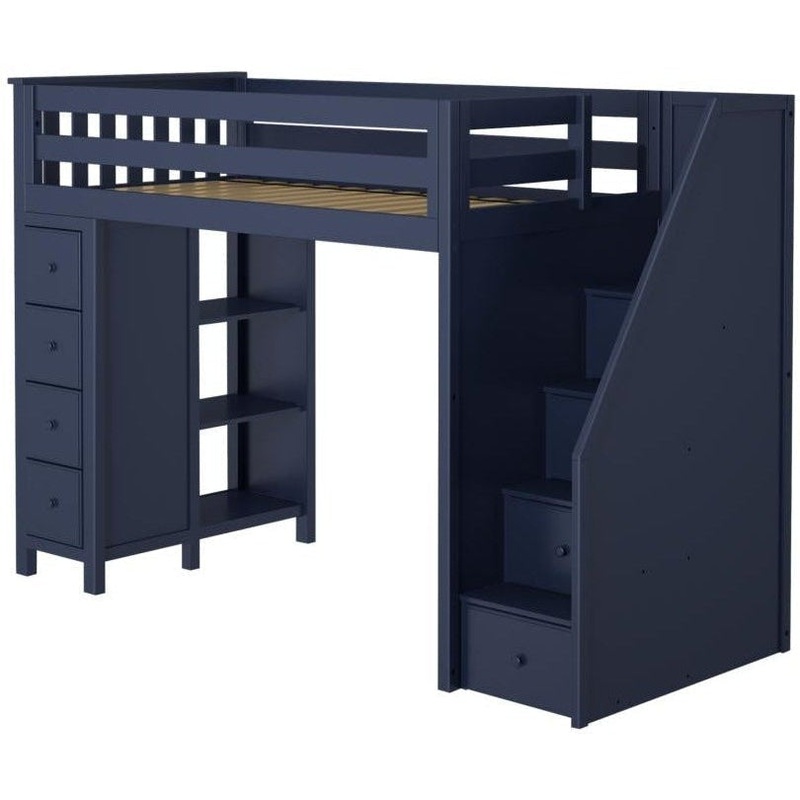 Jackpot Deluxe Staircase Loft Bed Storage White