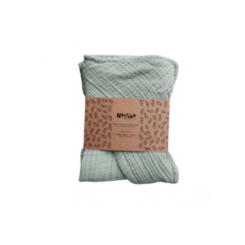Natruba Muslin Baby Hooded Bath Towel Green