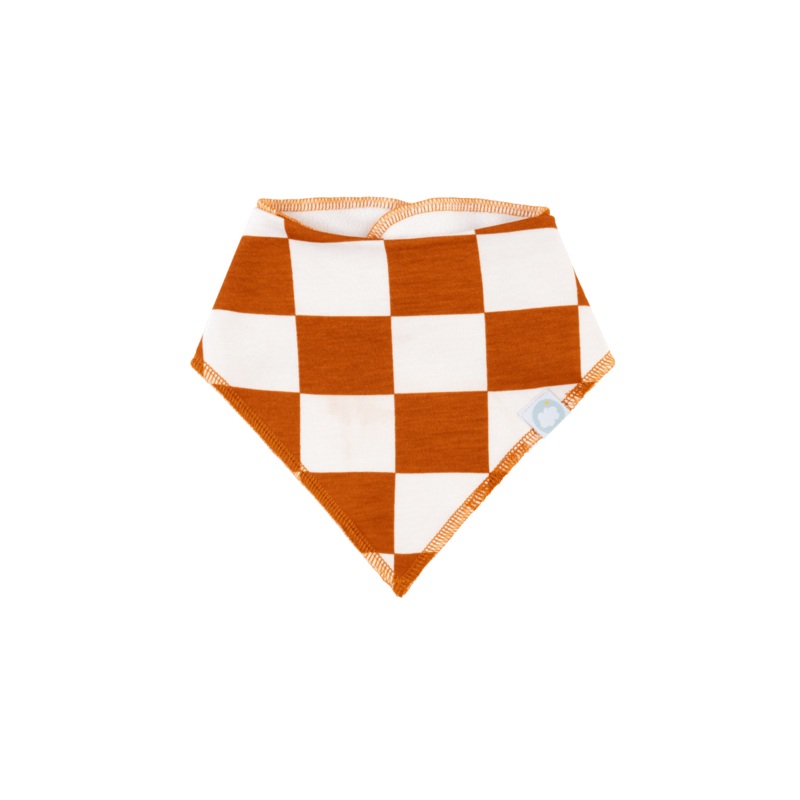 Dream Bandana Bib – Rust Checkerboard Blue Rainbow