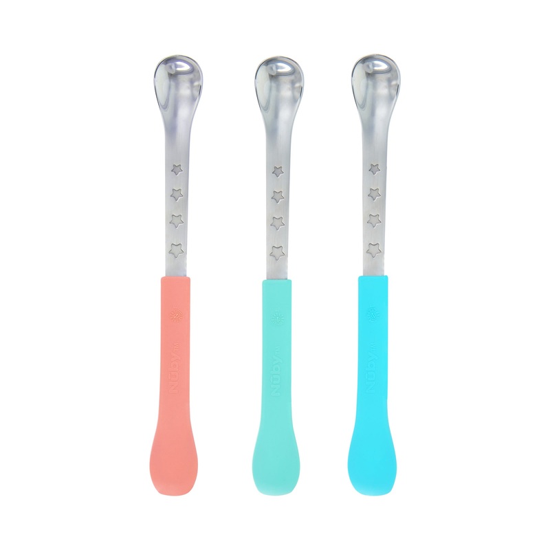 2-in-1 Silicone & Stainless Steel Feeding Spoons (3 Pack)