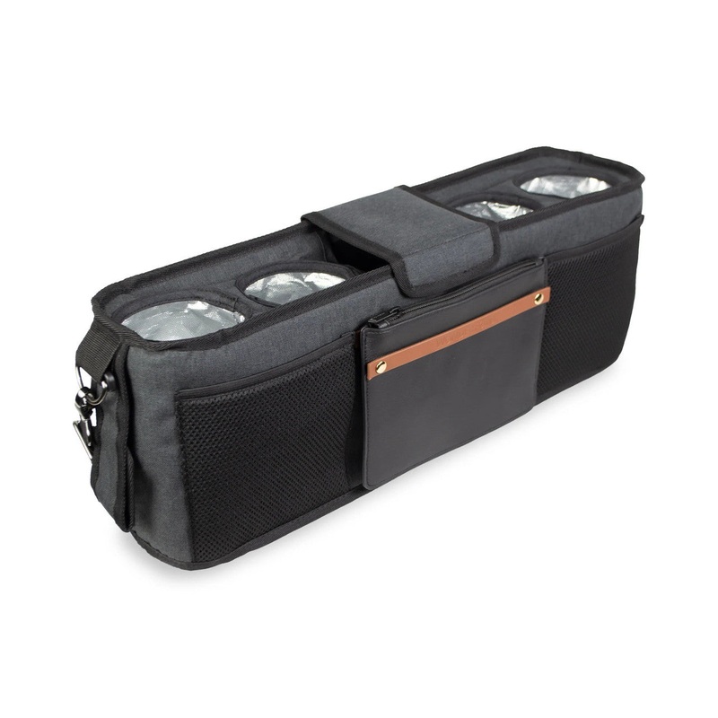 Wonderfold Parent Console with 4 Insulated Cup Holders – Black