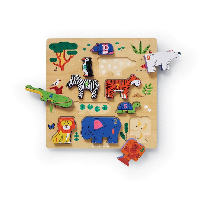 10-Piece Stacking Wood Puzzle – 123 Zoo