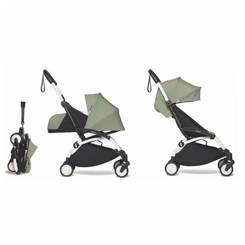 Babyzen YOYO2 + 0+ Newborn Pack + 6+ Color Pack Complete Olive – White Frame