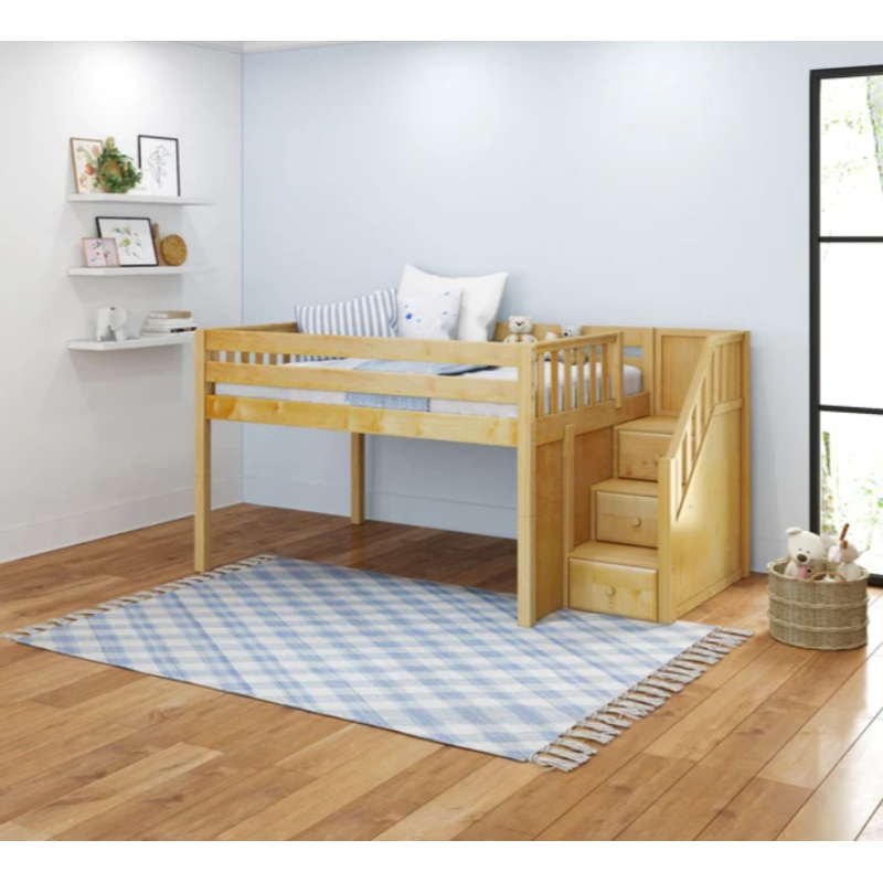 Maxtrix Full Low Loft With Staircase (800 Lbs. Rating) Chestnut Panel