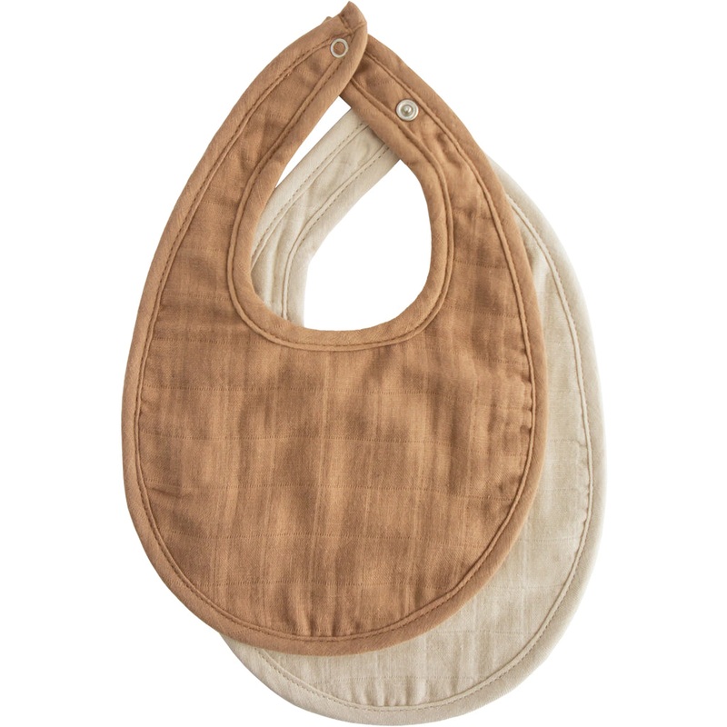 Muslin Bib 2-Pack Tan / Fog