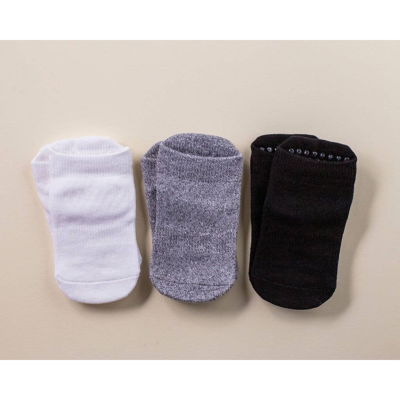 Crew – Non-Slip Baby Ankle Socks in White, Gray, Black 0 – 6M