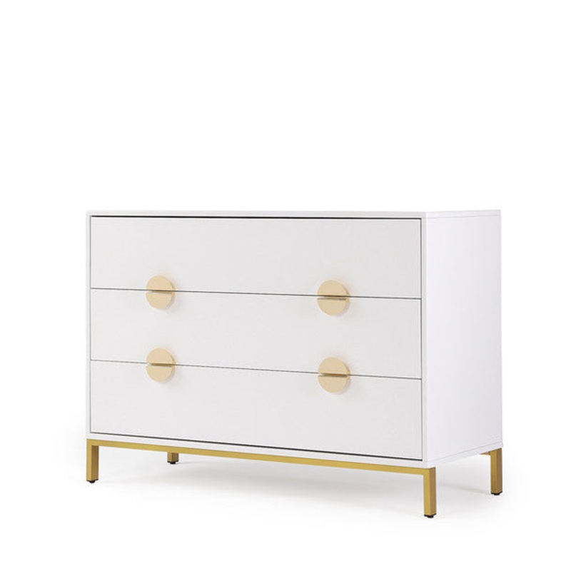 dadada Chicago 3-Drawer Dresser in White/Gold