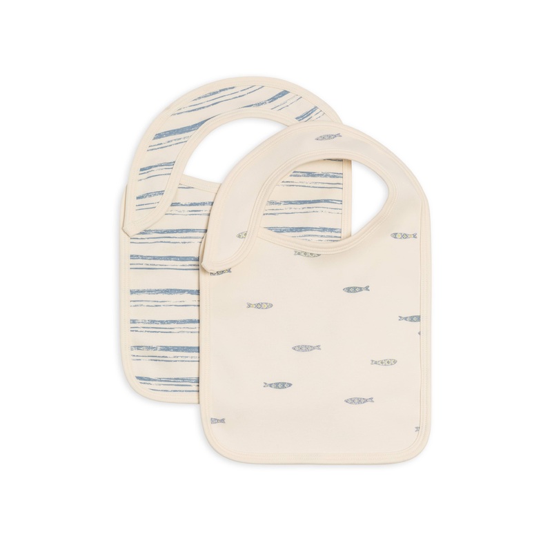 2-Pack Bibs Wave Stripe + Fish
