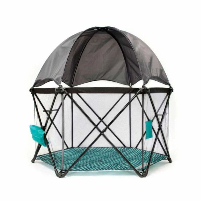 Go With Me Eclipse Portable Playard with Canopy, Watercolor Stripe