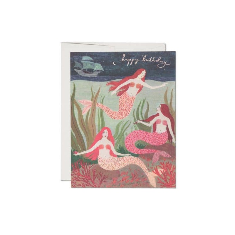 Mermaids birthday greeting card
