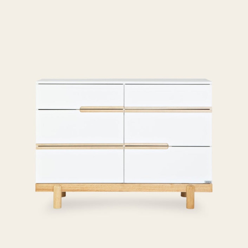 Dadada Bliss 6-drawer dresser, white/natural (2 boxes) Interlock Glides