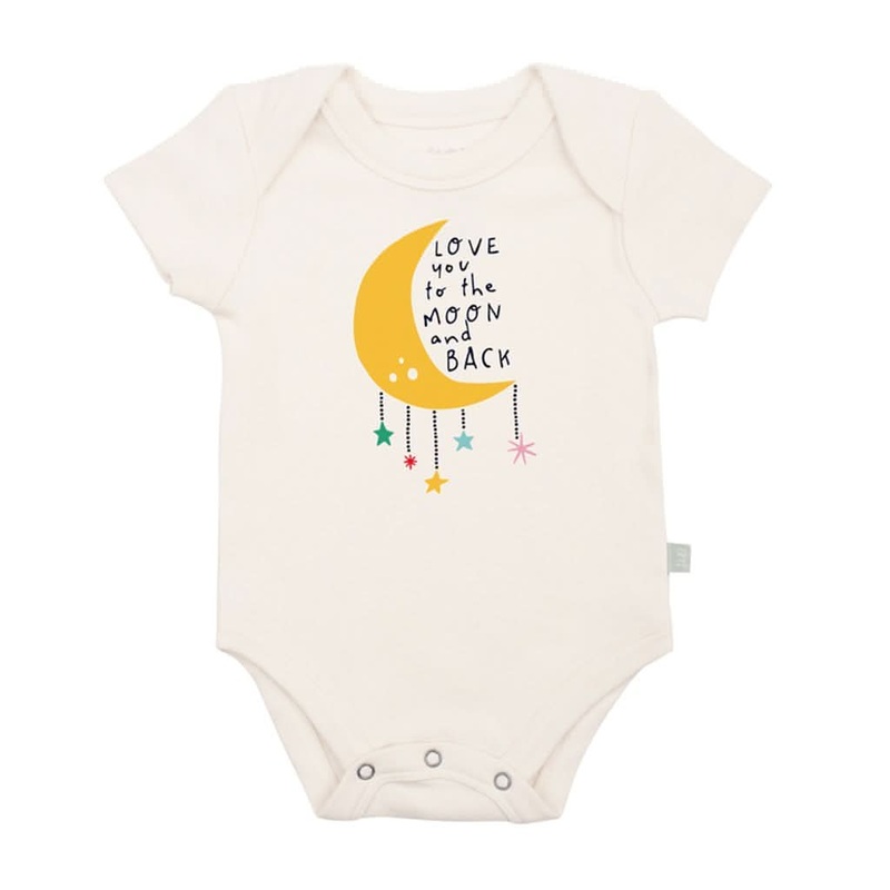 Finn & Emma Short Sleeve Graphic Bodysuit, Moon and Back 0-3 Months