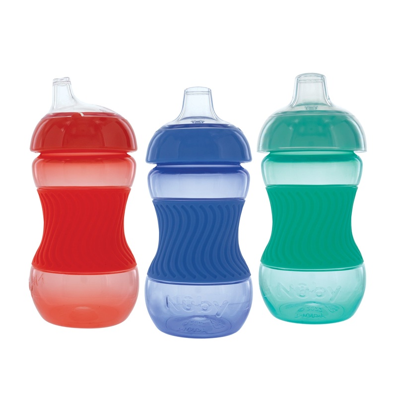 Mini Gripper Soft Spout Sippy Cup with Sleeve (3 Pack) Red/Blue/Green