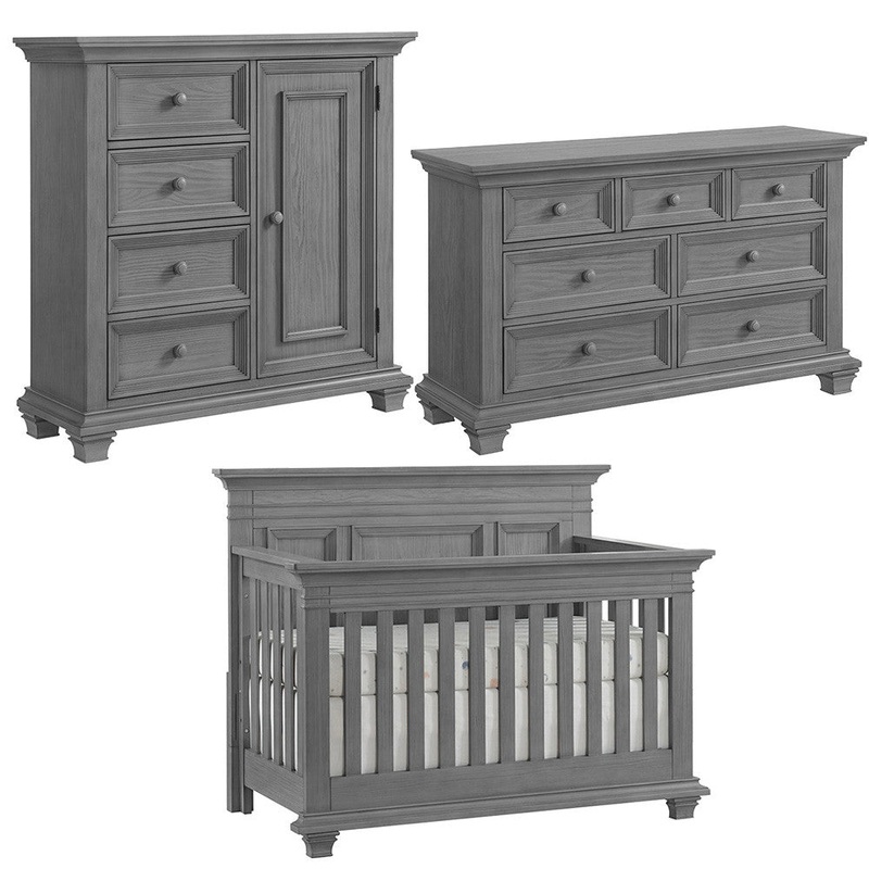 Oxford Weston 3 Piece Nursery Set in Dusk Gray