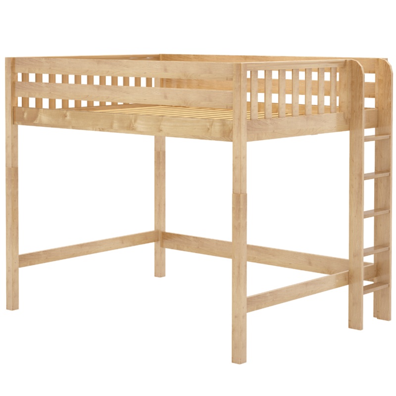 Maxtrix Queen High Loft Bed (800 Lbs. Rating) Straight Ladder Front Chestnut Slat