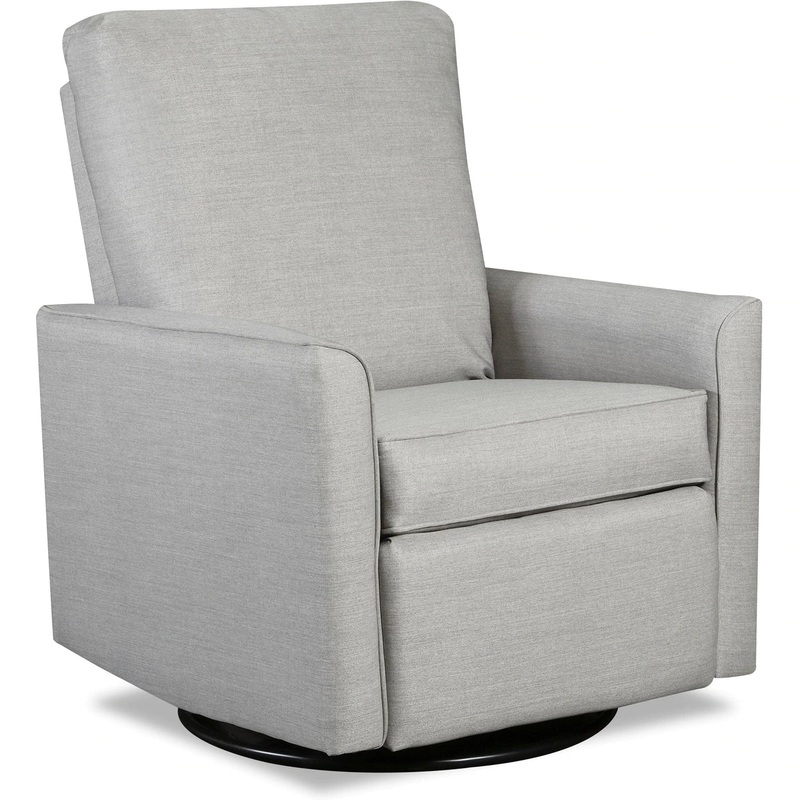 1st Chair Urbana Swivel Glider Recliner Gray Skies Manual Recline