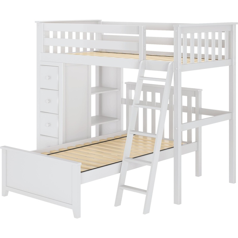 Jackpot Deluxe Leg Loft Bed Storage + Twin Bed White