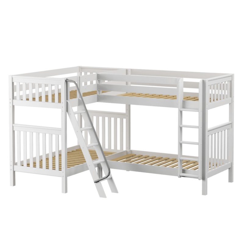 Maxtrix Twin High Corner Bunk Bed (800 Lbs. Rating) Natural Slat