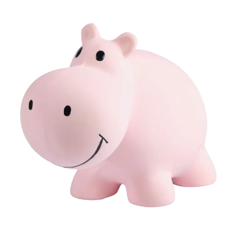 Tikiri Toys Hippo – Natural Rubber Teether, Rattle & Bath Toy