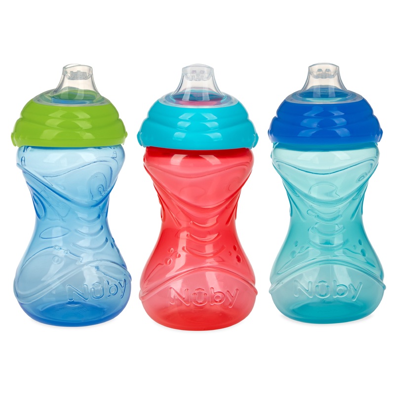 Clik-It Soft Spout Easy Grip Sippy Cup (3 Pack) Blue/Red/Aqua