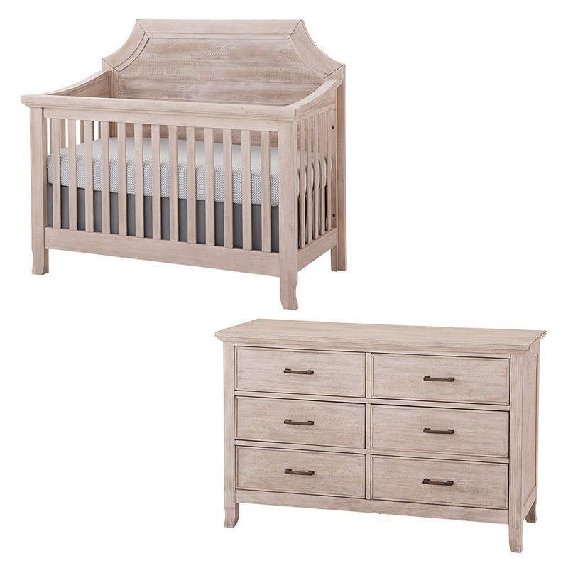 Stella Baby Remi 2 Piece Nursery Set in Sugar Coat – Convertible Clipped Crib & 6 Drawer Dresser