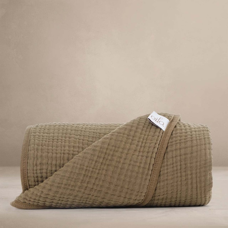 Oilo Fable Blanket- Throw- Bark 4 Way Muslin, Organic 45 X 60″