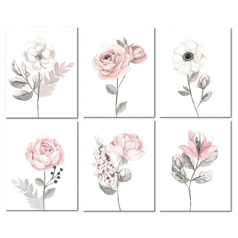 Lambs & Ivy Botanical Baby – Signature Water Color Floral Unframed Wall Art