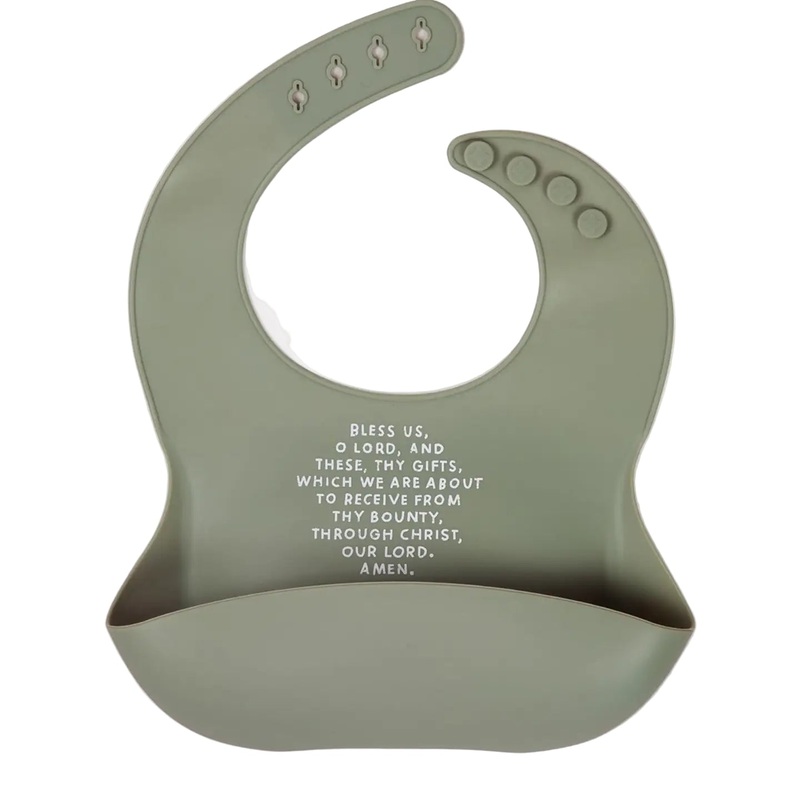 Meal Blessing Silicone Bib Smoky Blue