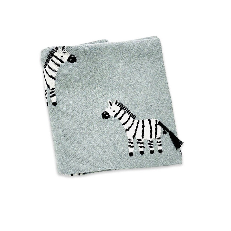 Zebra 3D – Organic Cotton Jacquard Knit Baby Blanket One Size